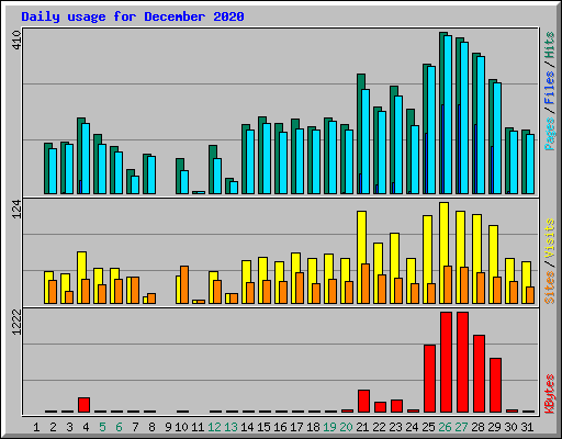 Daily usage for December 2020