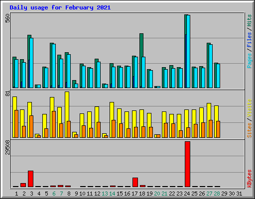 Daily usage for February 2021