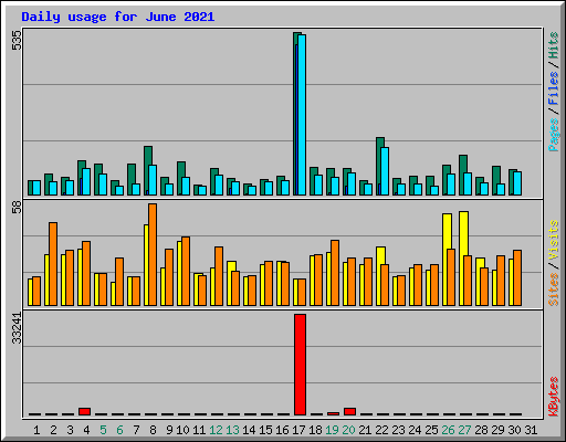 Daily usage for June 2021
