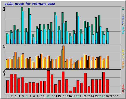 Daily usage for February 2022