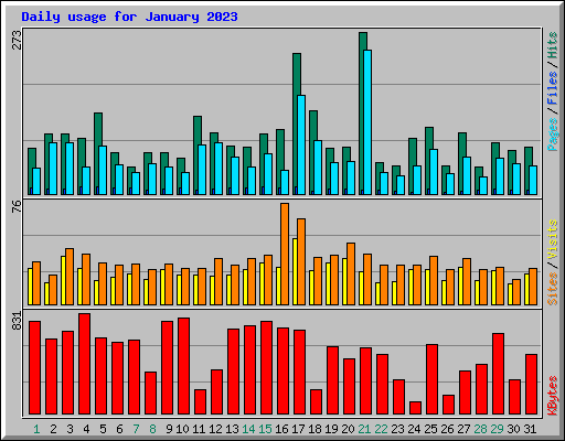 Daily usage for January 2023