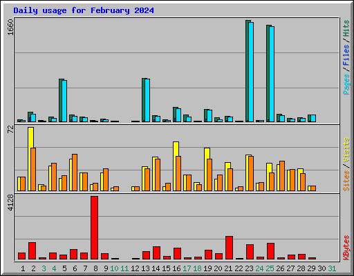Daily usage for February 2024