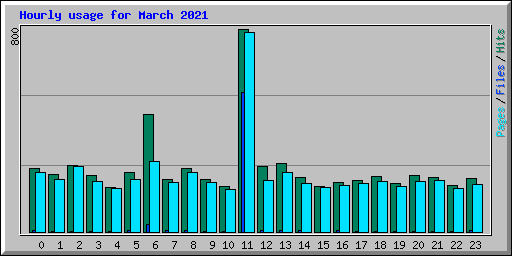 Hourly usage for March 2021